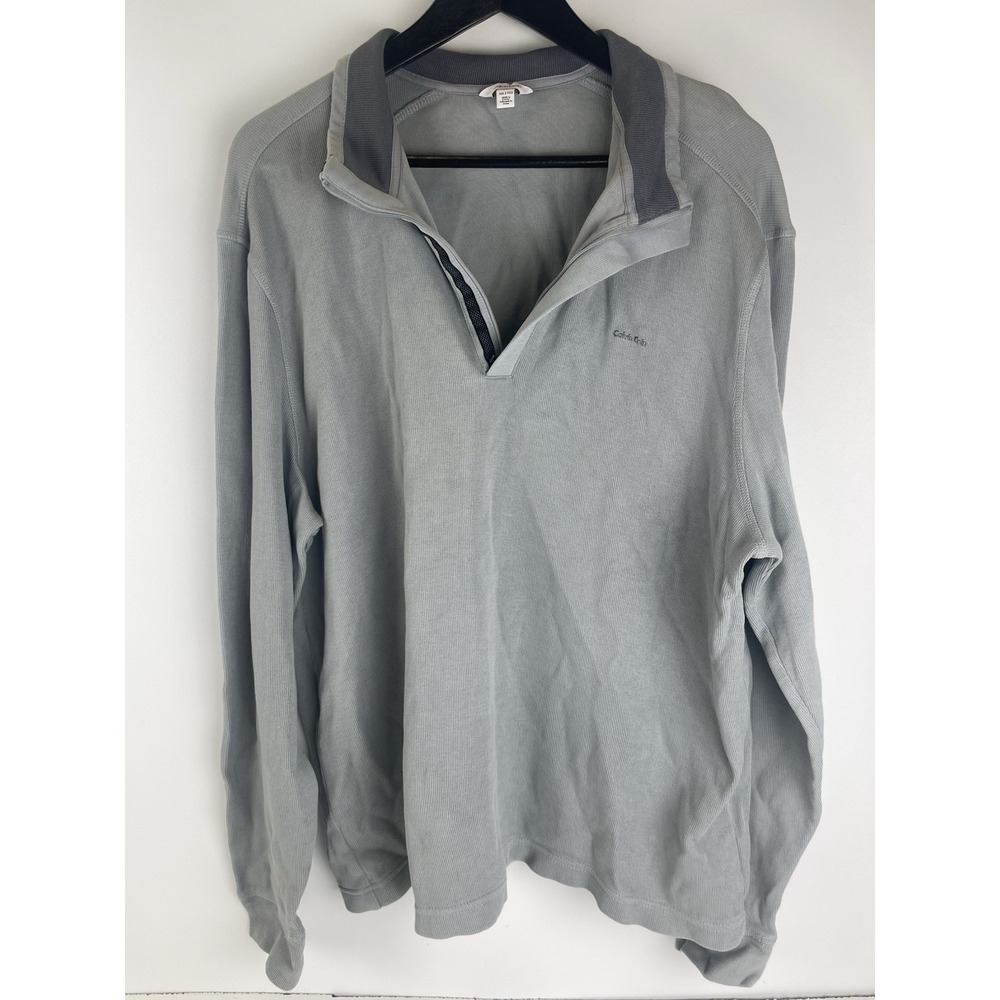 Calvin Klein Jeans Men's 1/4 Zip Mock Neck Sweater 2XL‎ Grey
